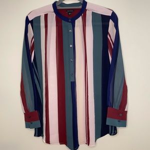 ANN TAYLOR multicolor stripes button down blouse